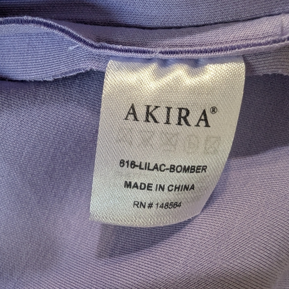 Akira Lotus Flower Bomb Ruched Sleeve Blazer Lilac Size Large. EUC - Picture 7 of 8